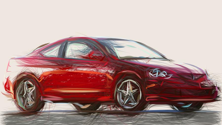 Acura TSX A Spec Draw Digital Art by CarsToon Concept