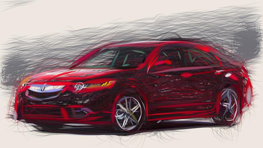 Acura TSX Draw Digital Art by CarsToon Concept