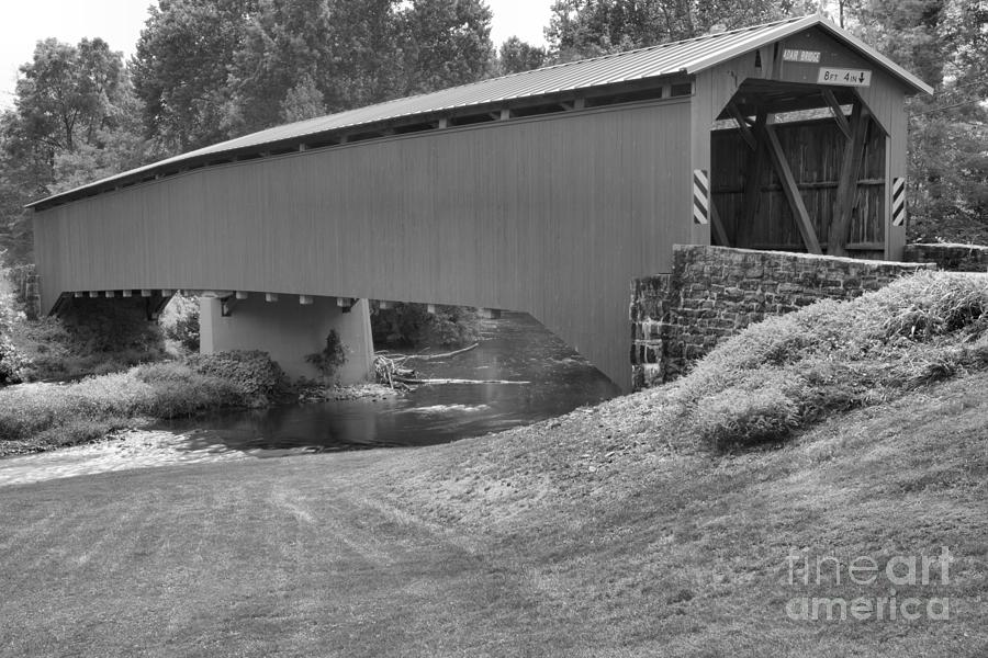 Adairs Covered Bridge Black And White Photograph by Adam Jewell