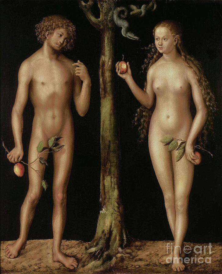 Adam And Eve, 1513/15 (oil On Panel) Painting by Lucas The Elder Cranach