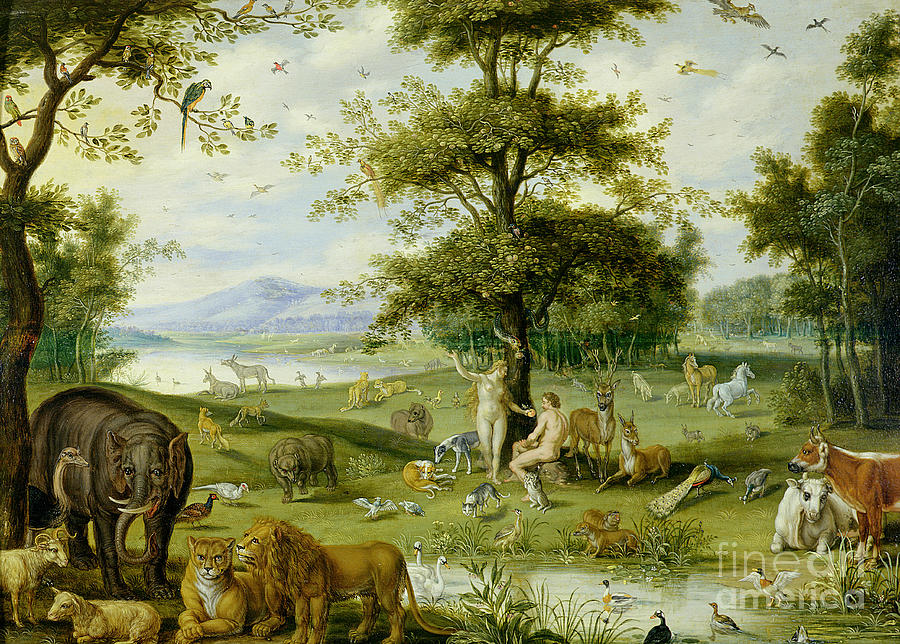 Adam And Eve In The Garden Of Eden By Jan Brueghel Painting by Jan Brueghel