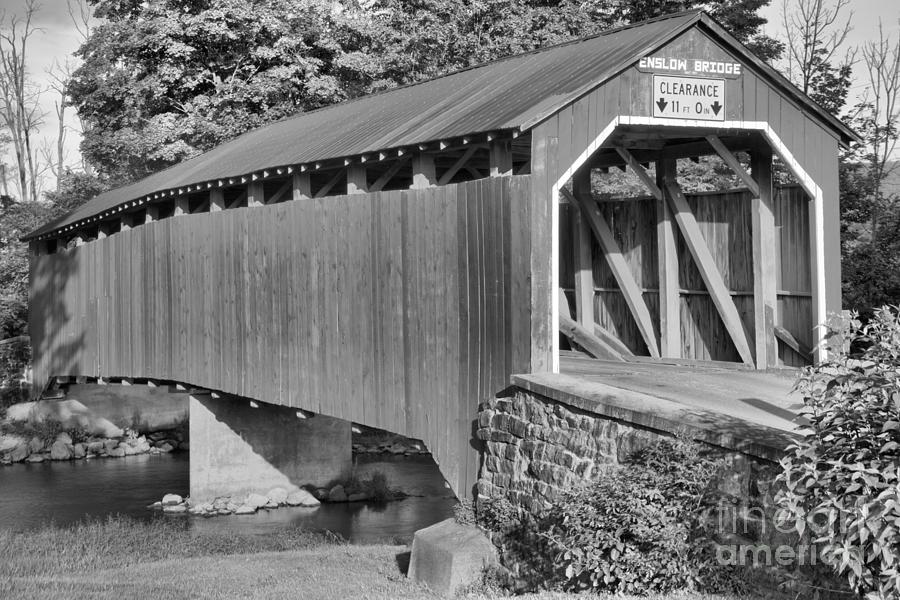 Adams Grove Road Covered Bridge Black And White Photograph by Adam Jewell