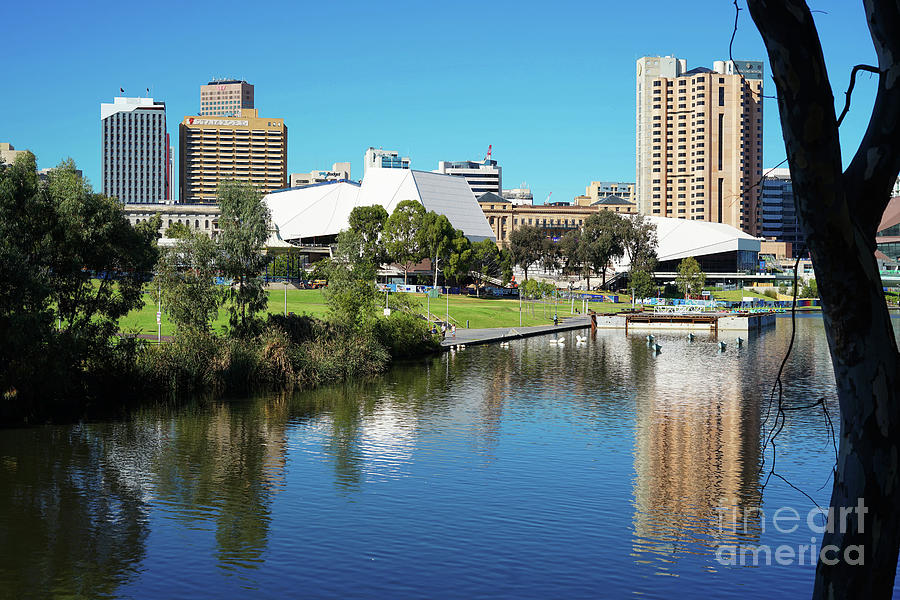 Adelaide South Australia Riverbank City skyline Photograph by Milleflore Images