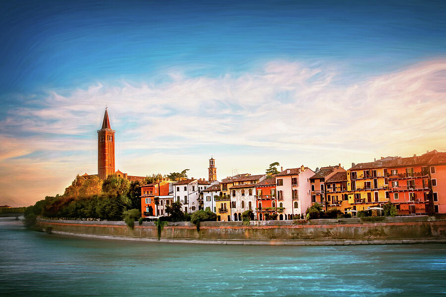 Adige River and Historic Old Town Verona Italy  Photograph by Carol Japp