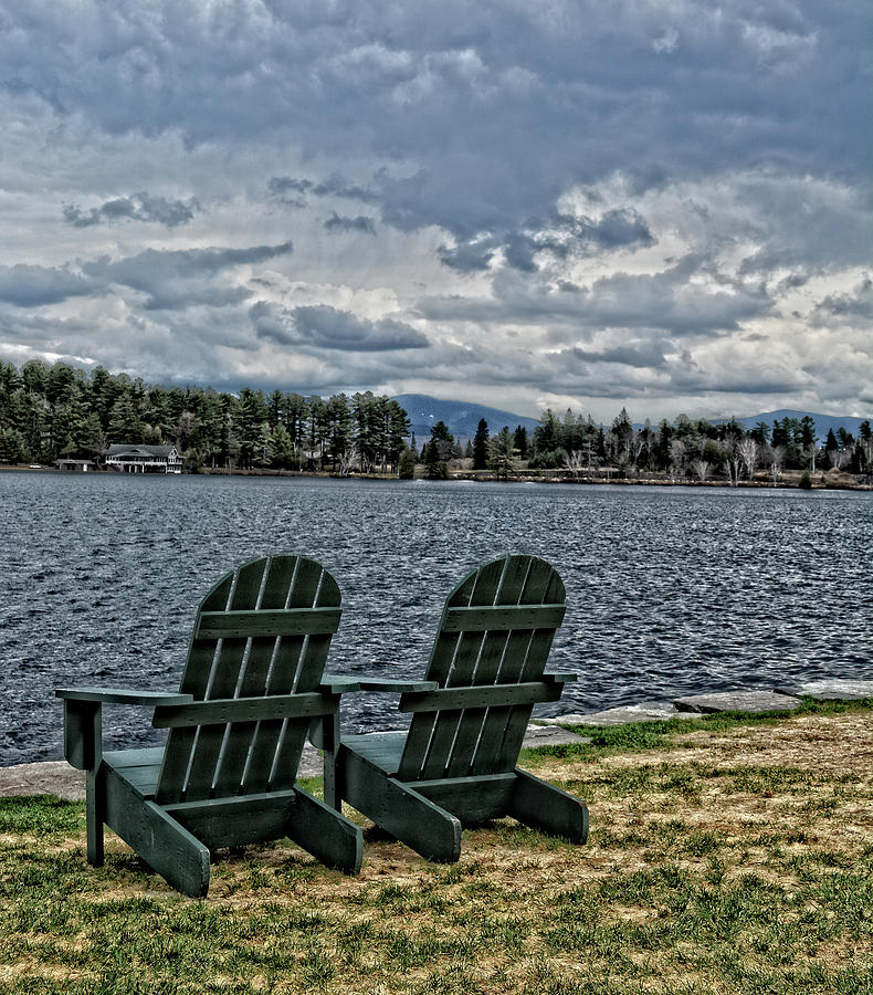 Adirondack Chairs by the Lake Photograph by Maggy Marsh
