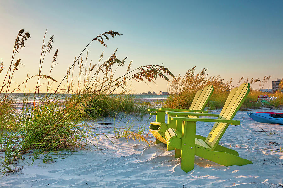 Adirondack Chairs On Beach Digital Art by Lumiere