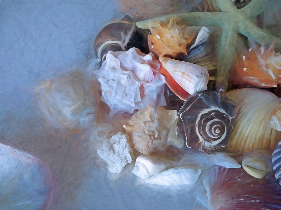 Impressionism Mixed Media - Adjacent Shells with Chalk Effect 24 by Lynda Lehmann