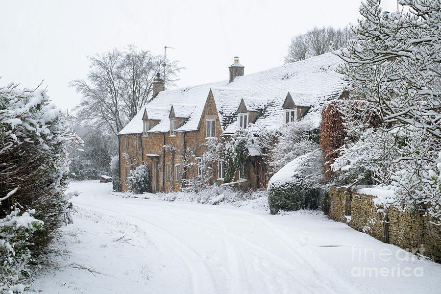 Adlestrop Village in the Winter Snow Photograph by Tim Gainey