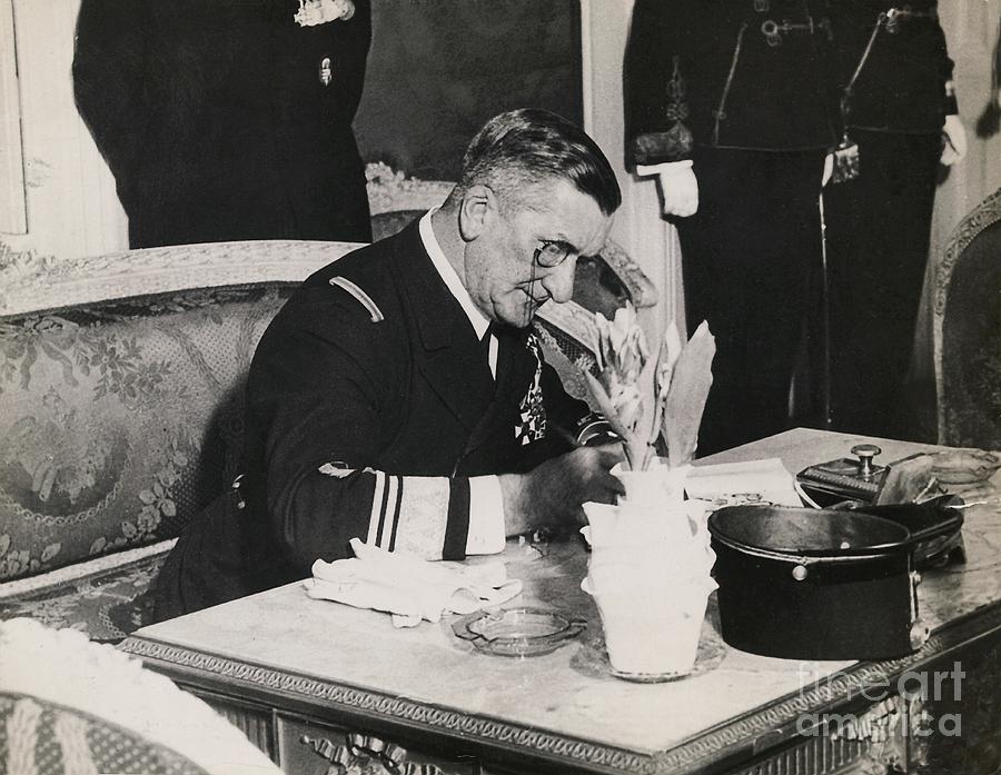 Admiral Miklos Horthy Signing Document Photograph by Bettmann