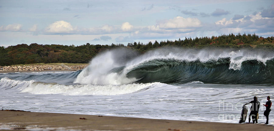 Admiring A Killer Wave At Popham Beach, Maine Photograph by Sandra Huston