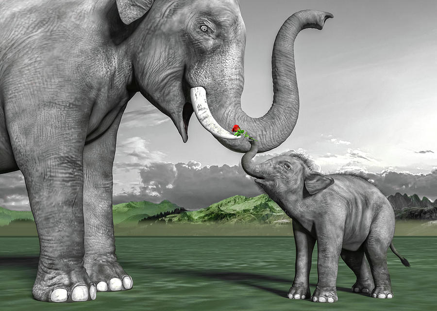 Elephant Digital Art - Adorable Elephants by Betsy Knapp Elephant Digital Art - Adorable Elephants by Betsy Knapp