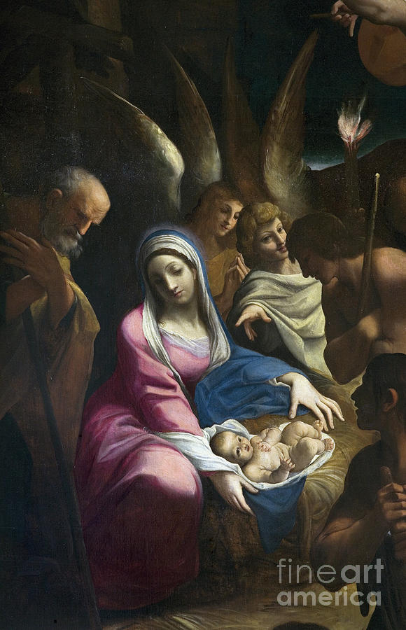 Adoration Of The Shepherds By Ludovico Carracci Painting by Ludovico Carracci