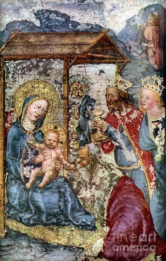 Adoration Of The Three Kings, C1360 Drawing by Print Collector