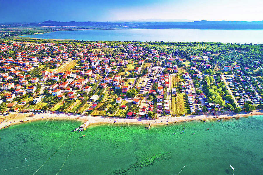 Adriatic Sea And Vransko Lake Aerial View Photograph