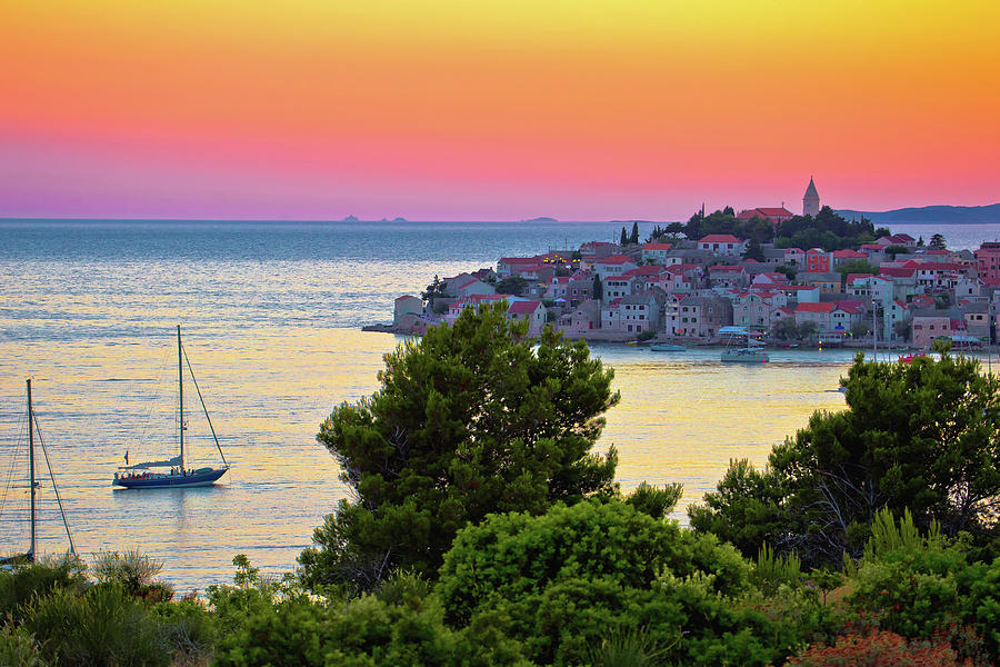 Adriatic tourist destination of Primosten archipelago sunset vie Photograph by Brch Photography
