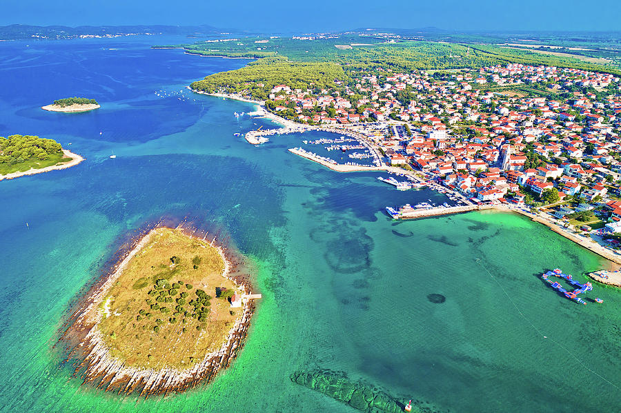 Adriatic town of Pakostane waterfront aerial view Photograph by Brch Photography
