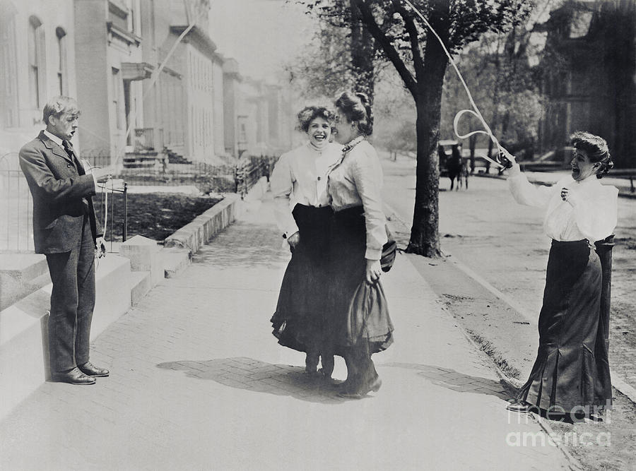 Adults With Jumping Rope In Street, New Photograph by Bettmann
