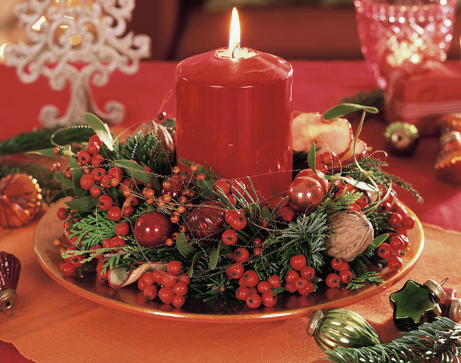 Advent Wreath With Red Candle Photograph by Strauss, Friedrich