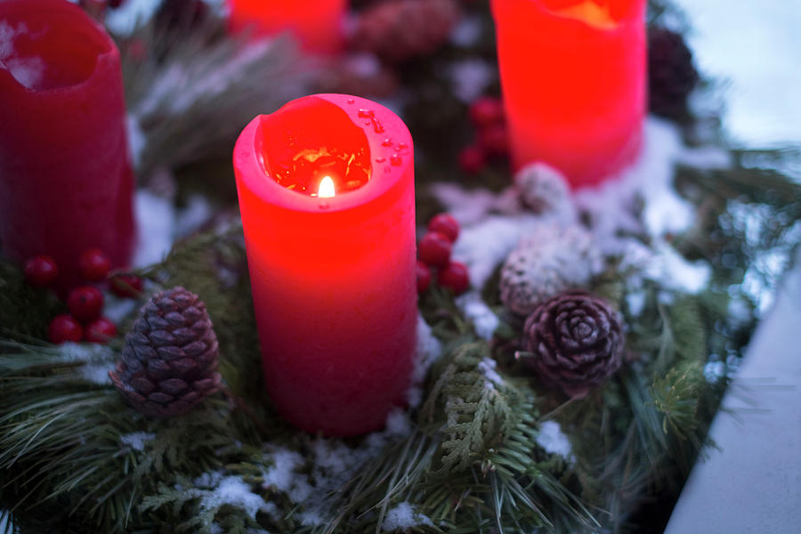 Advent Wreath With Red Candles Photograph by Eising Studio