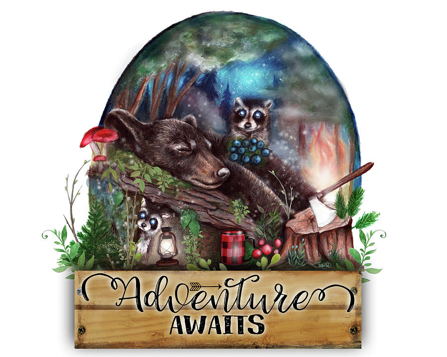 Raccoon Mixed Media - Adventure Awaits by Sheena Pike Art And Illustration