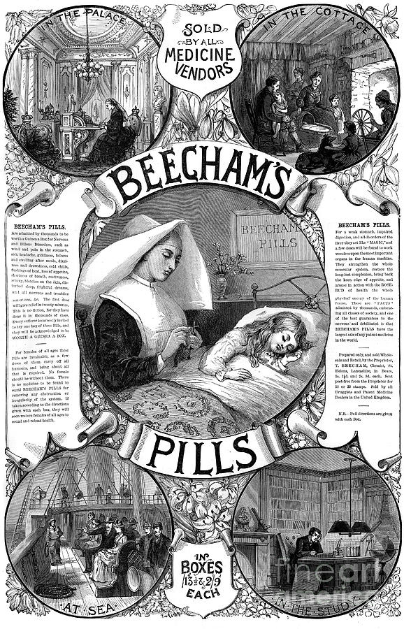 Advert For Beechams Pills, 1887 Drawing by Print Collector