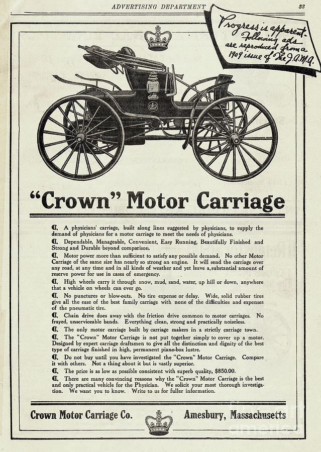 Advertisement For Crown Motor Carriage Photograph by Bettmann