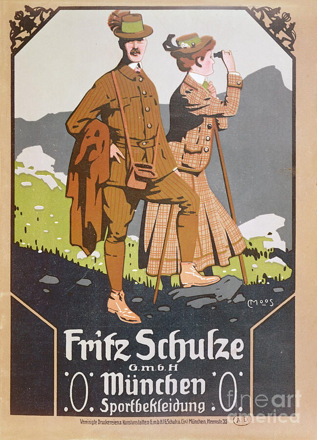 Holiday Drawing - Advertisement For Fritz Schulze Walking Clothes, Circa 1910 by German School