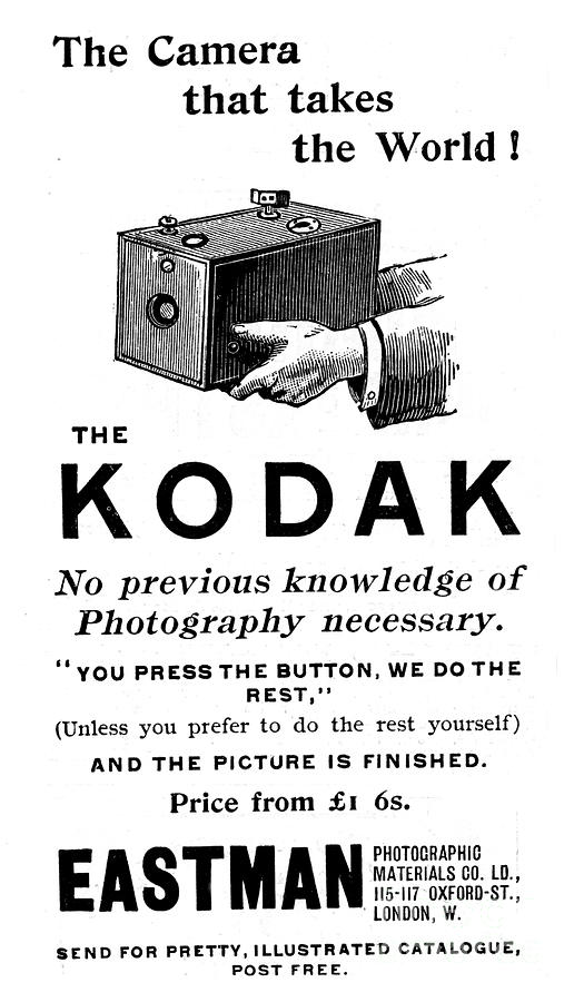 Advertisement For Kodak Cameras, 1893 Drawing by Print Collector