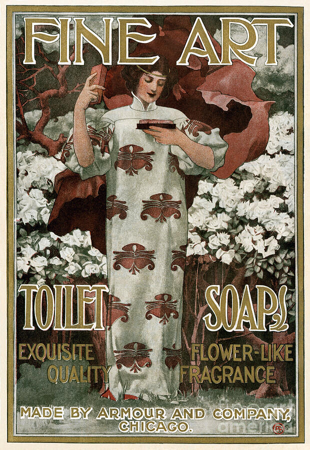 Advertising For Toilet Soap Fine Art, 1901 Art Nouveau Style Colour Lithography Drawing by American School Advertising For Toilet Soap Fine Art, 1901 Art Nouveau Style Colour Lithography Drawing by American School