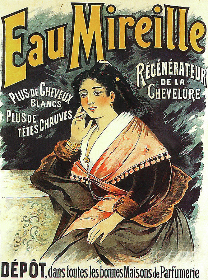 Advertising Poster For Mireille Water, Hair Regenerator Painting by European School