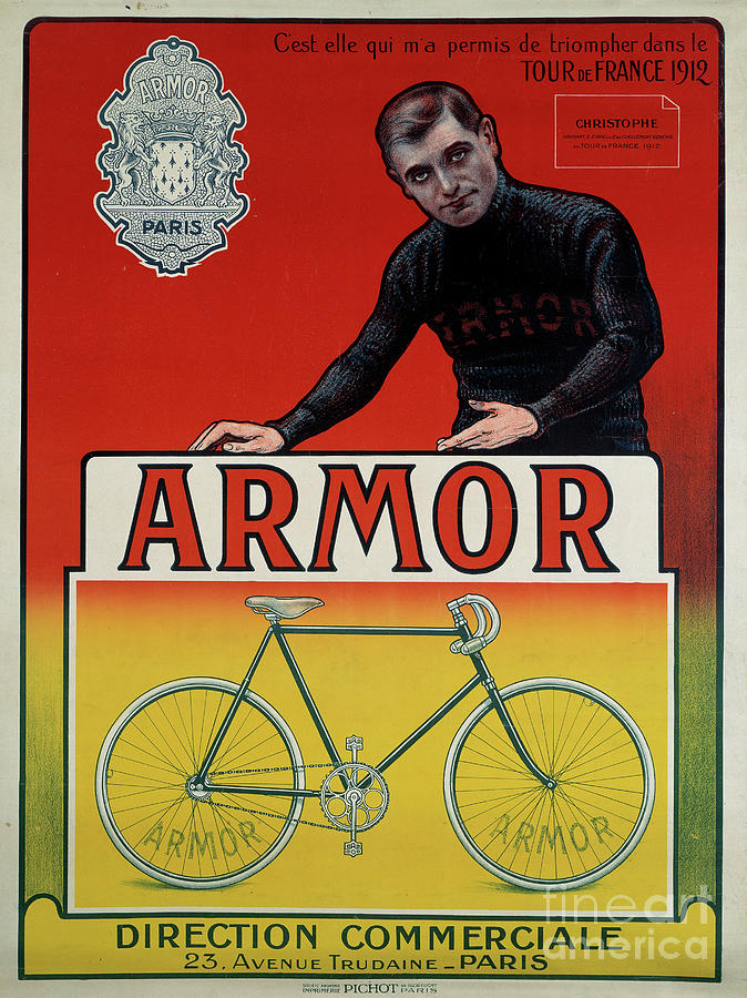 Advertising Poster For The Bike “” Armor”” With Cyclist Eugene Christophe Drawing by Anonymous