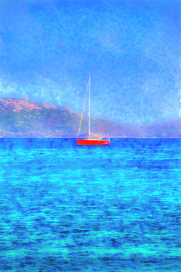 Aegean Red Yacht Art Photograph