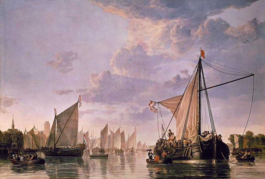 Aelbert Cuyp The Maas at Dordrecht, Ca. 1650. Painting. Oil on canvas. Painting by Aelbert Cuyp