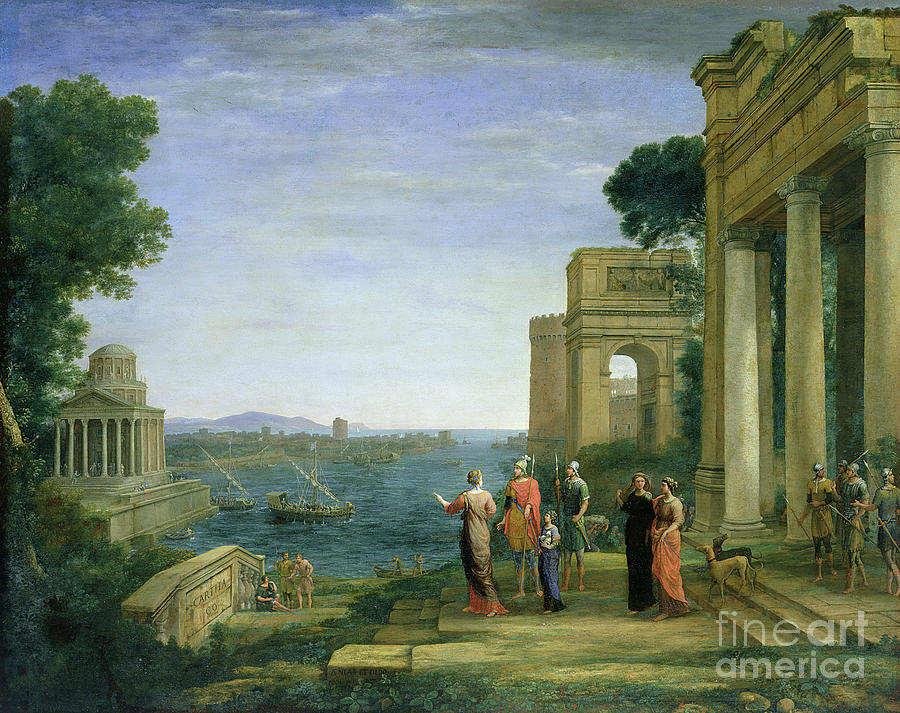 Aeneas And Dido In Carthage, 1675 Painting by Claude Lorrain