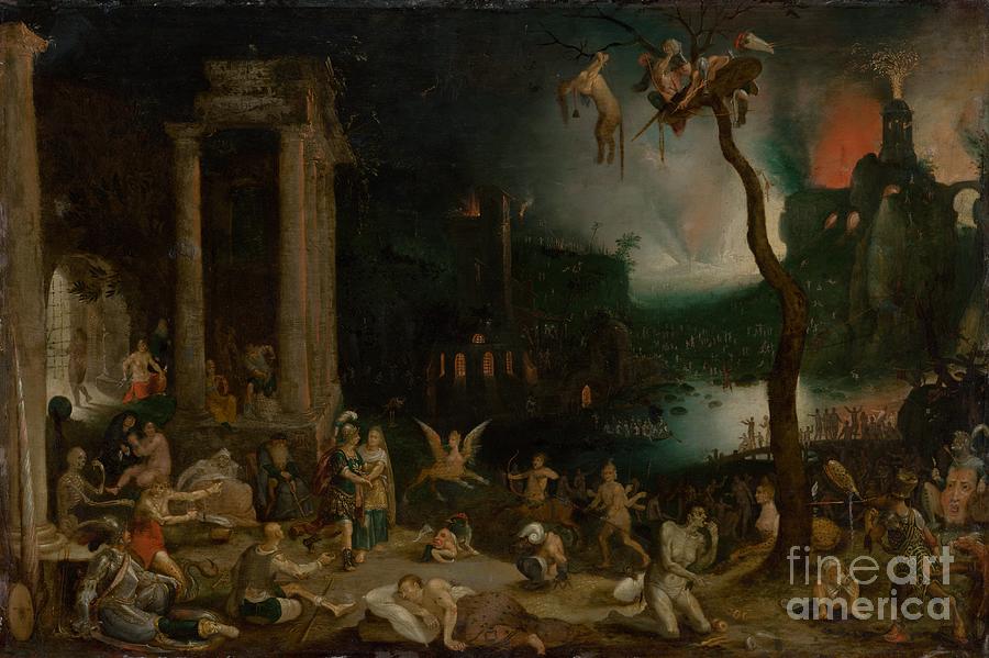 Aeneas And The Sibyl In The Underworld, C.1604 Painting By Jan The ...