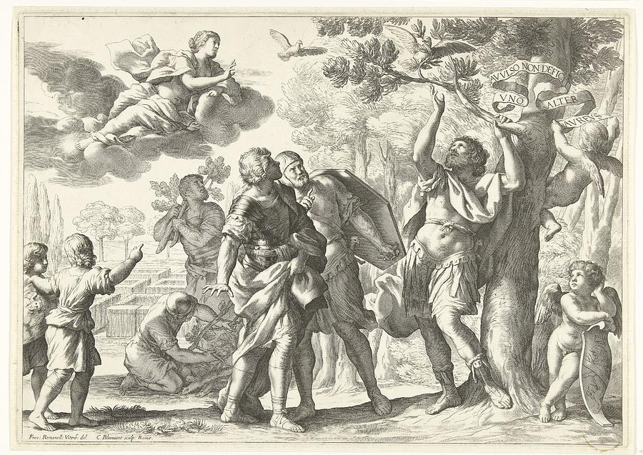 Aeneas breaks the golden branch, Cornelis Bloemaert II, after Giovanni ...