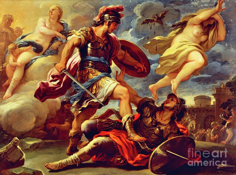 Aeneas Defeats Turnus By Luca Giordano Painting by Luca Giordano