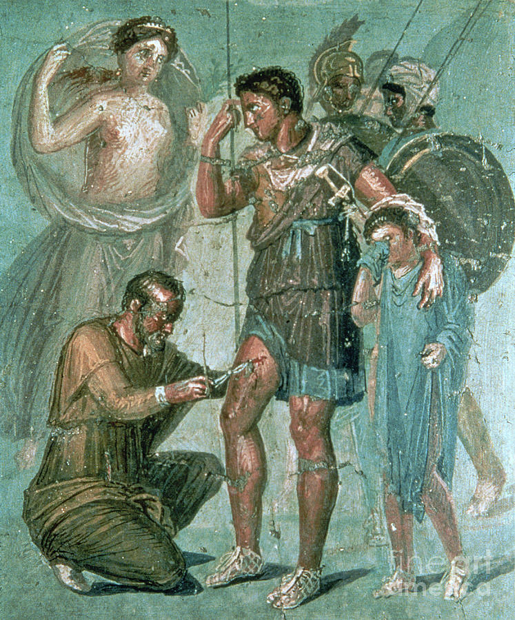 Aeneas Injured, From Pompeii Painting by Roman