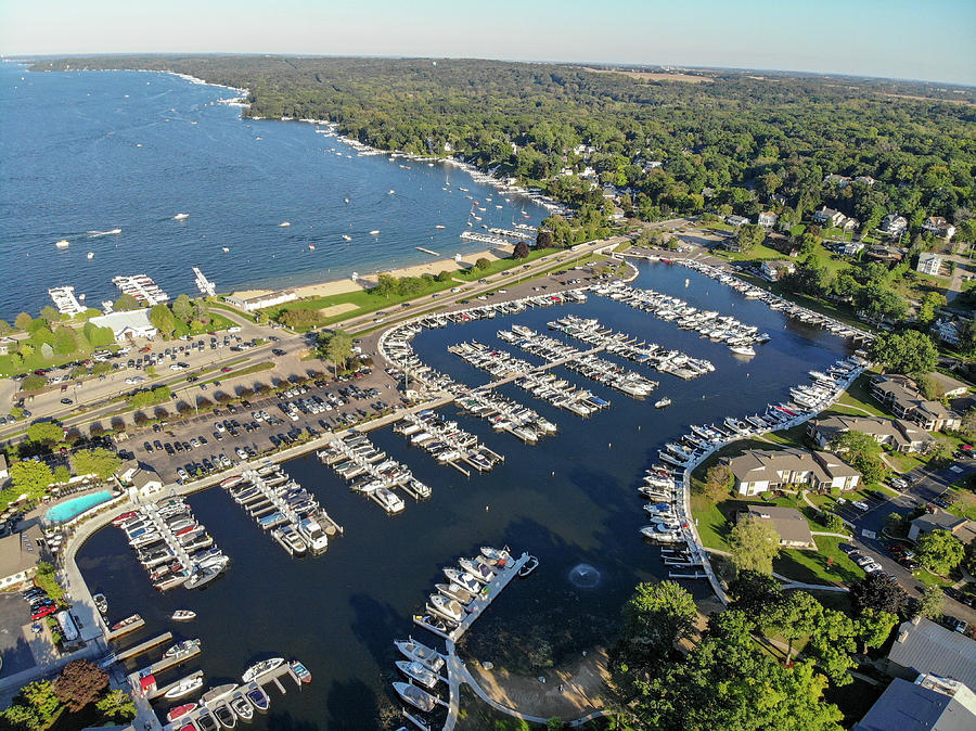 Aerial Abbey Marina/Lake Geneva Photograph by Bobby K Pixels