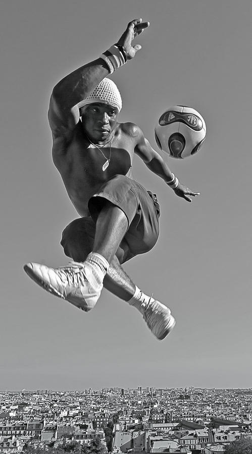 Soccer Photograph - Aerial Dance With A Soccer Ball by Rodrigo Marin