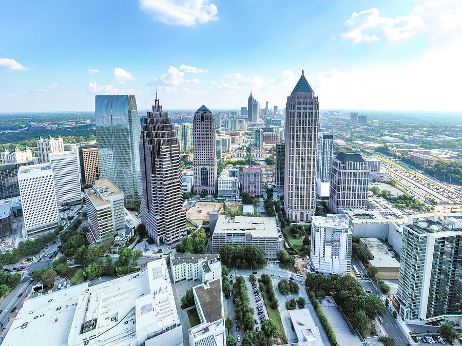 Aerial/helicopter Panoramic Picture Of Downtown Atlanta Skyline Photograph