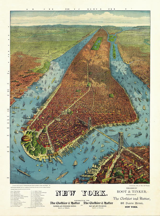 Vintage Digital Art - Aerial Map For Root & Tinker Of New York by Print Collection