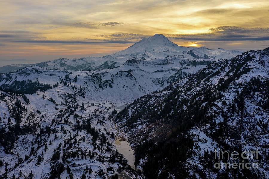 Aerial Mount Baker Dusk Snowscape Photograph by Mike Reid - Fine Art ...