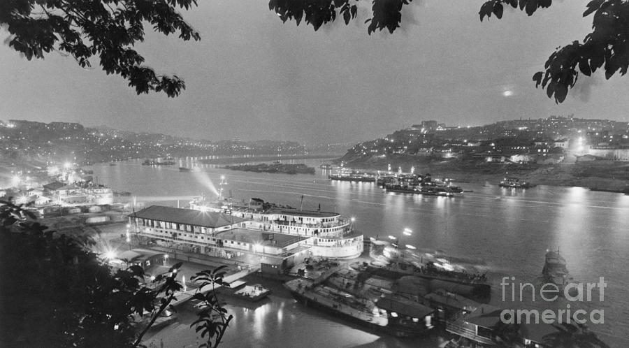 Aerial Night View Of Chungking Harbor Photograph by Bettmann