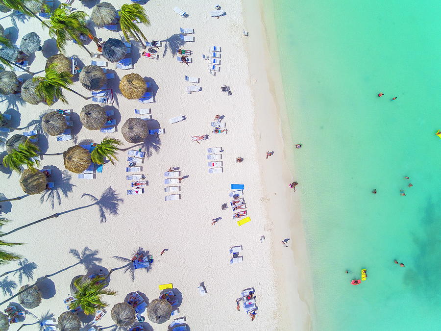 Aerial Of Beach, Aruba Digital Art by Werner Bertsch