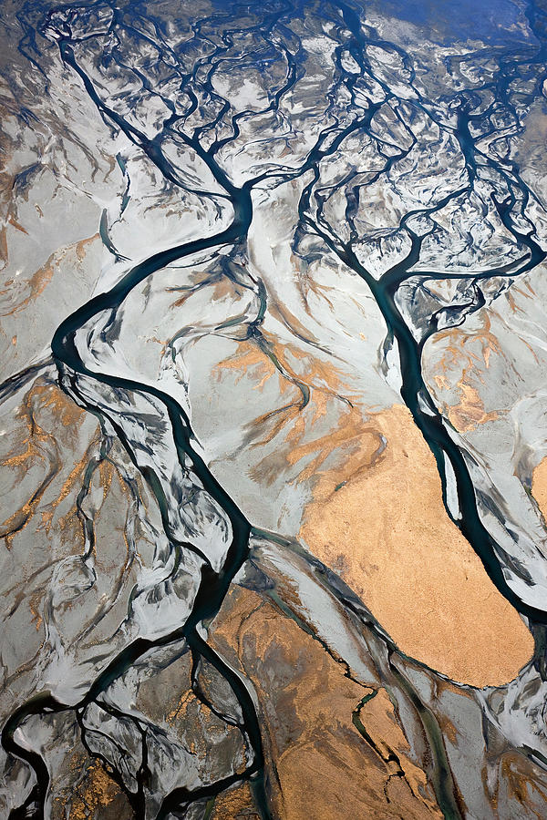 Aerial Of Braided, Glacial River Photograph by David Clapp