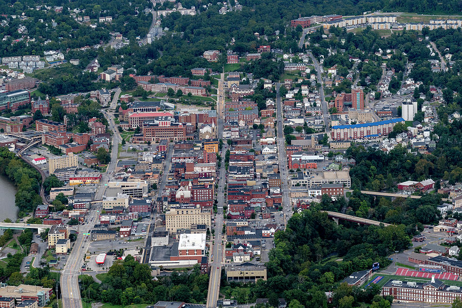 Aerial of downtown Morgantown showing high street Photograph by Dan Friend