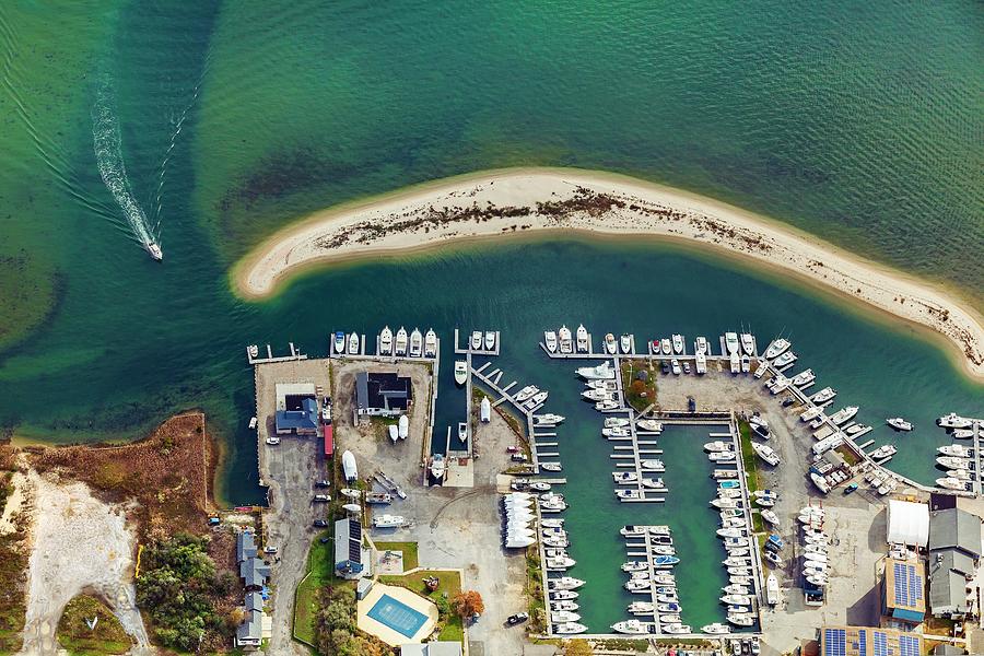 Aerial Of Marina, Long Island, Ny Digital Art by Claudia Uripos