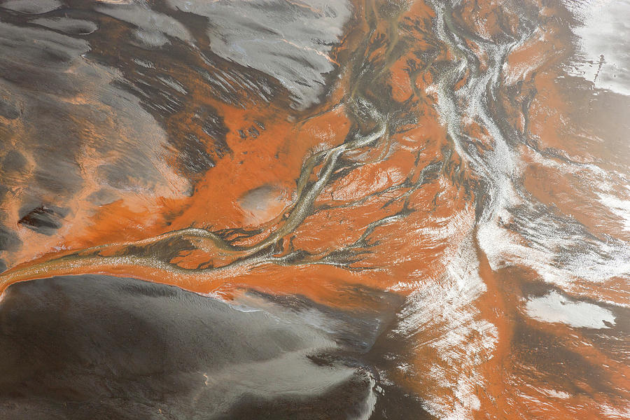 Aerial Of Polluted River Estuary Photograph by Peter Adams