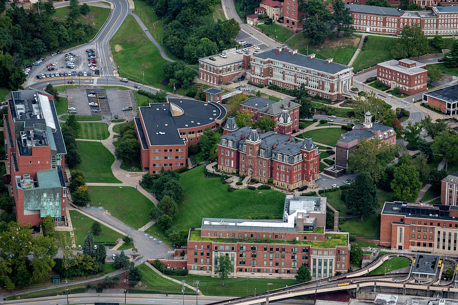Aerial of Woodburn Hall surrounding buildings downtown campus area Photograph by Dan Friend